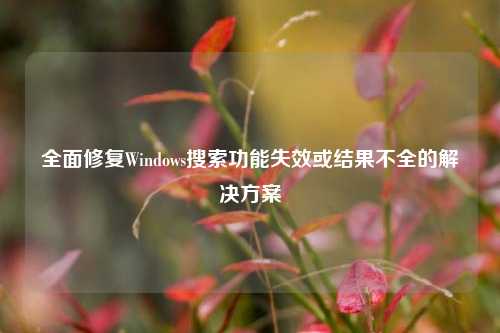 全面修复Windows搜索功能失效或结果不全的解决方案