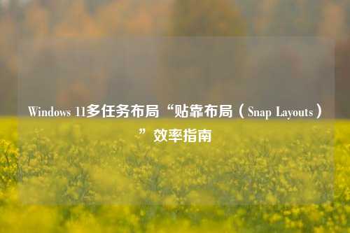 Windows 11多任务布局“贴靠布局（Snap Layouts）”效率指南