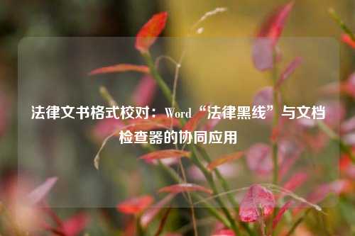 法律文书格式校对：Word“法律黑线”与文档检查器的协同应用