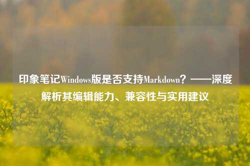 印象笔记Windows版是否支持Markdown？——深度解析其编辑能力、兼容性与实用建议