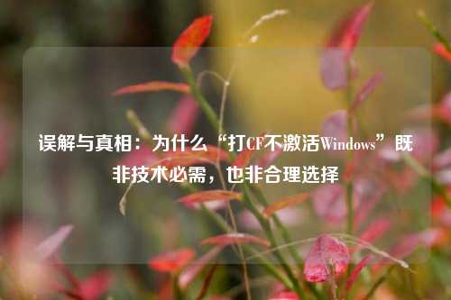 误解与真相：为什么“打CF不激活Windows”既非技术必需，也非合理选择