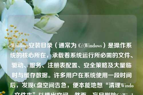 Windows安装目录（通常为 C:\Windows）是操作系统的核心所在，承载着系统运行所必需的文件、驱动、服务、注册表配置、安全策略及大量临时与缓存数据。许多用户在系统使用一段时间后，发现C盘空间告急，便本能地想“清理Windows文件夹”以腾出空间。然而，盲目删除C:\Windows下的任何文件极可能导致系统崩溃、蓝屏、无法启动甚至永久性损坏。本文将系统性地阐明：什么是Windows安装目录？哪些文件绝对不可删？哪些子目录中存在可安全清理的冗余内容？以及推荐的合规、有效、零风险的清理方法。