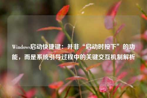 Windows启动快捷键：并非“启动时按下”的功能，而是系统引导过程中的关键交互机制解析