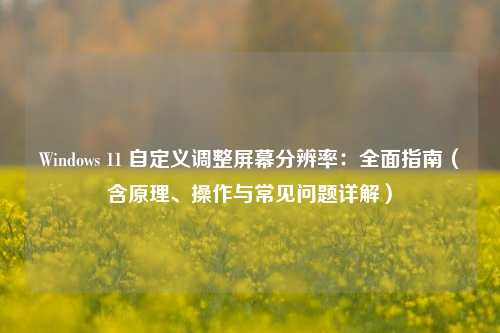 Windows 11 自定义调整屏幕分辨率：全面指南（含原理、操作与常见问题详解）