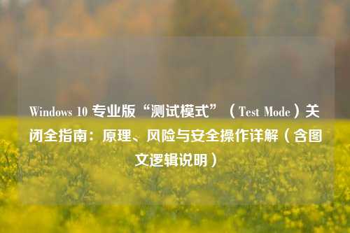 Windows 10 专业版“测试模式”（Test Mode）关闭全指南：原理、风险与安全操作详解（含图文逻辑说明）