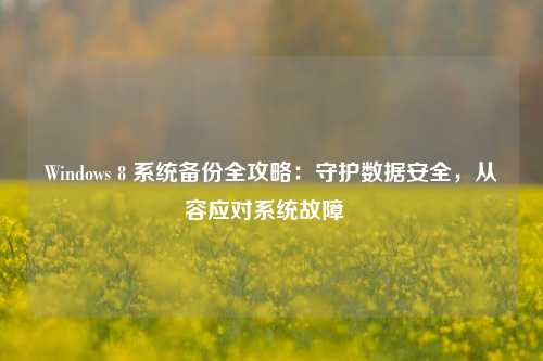 Windows 8 系统备份全攻略:守护数据安全,从容应对系统故障