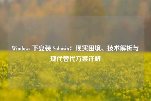 Windows 下安装 Suhosin：现实困境、技术解析与现代替代方案详解