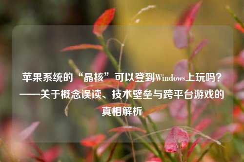 苹果系统的“晶核”可以登到Windows上玩吗？——关于概念误读、技术壁垒与跨平台游戏的真相解析