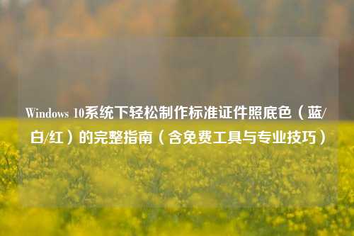 Windows 10系统下轻松制作标准证件照底色（蓝/白/红）的完整指南（含免费工具与专业技巧）
