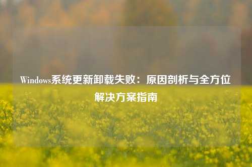 Windows系统更新卸载失败：原因剖析与全方位解决方案指南