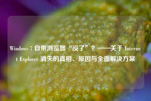 Windows 7 自带浏览器“没了”？——关于 Internet Explorer 消失的真相、原因与全面解决方案