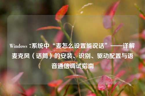 Windows 7系统中“麦怎么设置能说话”——详解麦克风（话筒）的安装、识别、驱动配置与语音通信调试指南