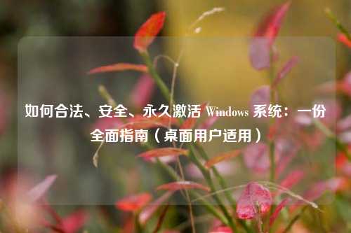如何合法、安全、永久激活 Windows 系统：一份全面指南（桌面用户适用）