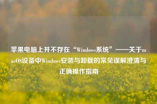 苹果电脑上并不存在“Windows系统”——关于macOS设备中Windows安装与卸载的常见误解澄清与正确操作指南
