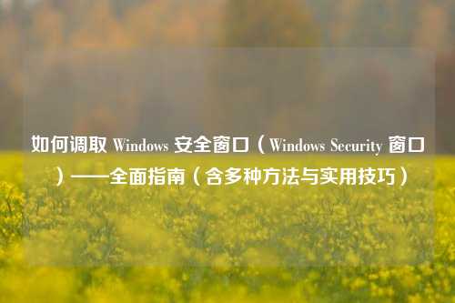 如何调取 Windows 安全窗口(Windows Security 窗口)——全面指南(含多种方法与实用技巧)