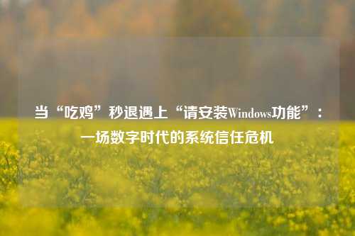 当“吃鸡”秒退遇上“请安装Windows功能”：一场数字时代的系统信任危机