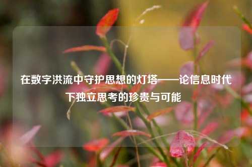 在数字洪流中守护思想的灯塔——论信息时代下独立思考的珍贵与可能
